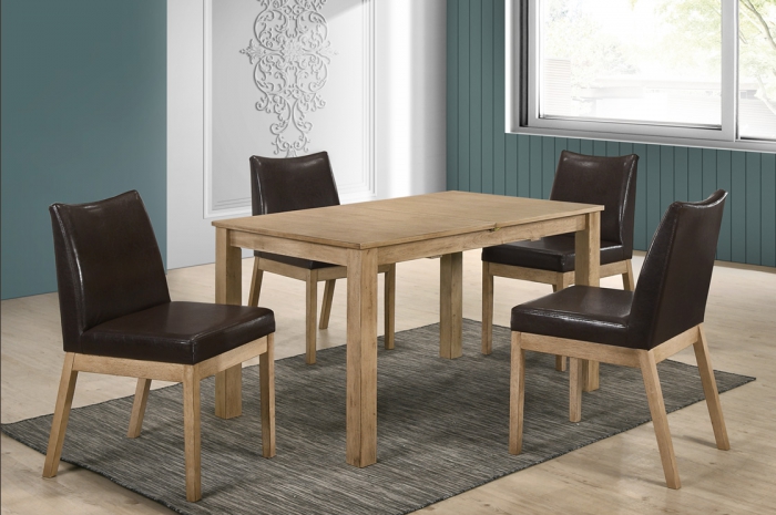 Jerry 1+4+1 Mebel Ext Table 900 x 1500 + 400mm - Dining Set - Golden Tech Furniture Industries Sdn Bhd