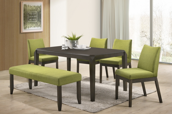 Jerry 1+4 Mebel Ext Table 800 x 1200 + 400mm - Dining Set - Golden Tech Furniture Industries Sdn Bhd
