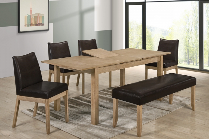 Jerry 1+4+1 Kasia Table 900 x 1500 & Jerry Bench - Dining Set - Golden Tech Furniture Industries Sdn Bhd