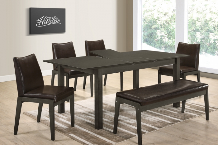 Mario 1+4+1 Riko Bench v Mebel Ext.Table - Dining Set - Golden Tech Furniture Industries Sdn Bhd