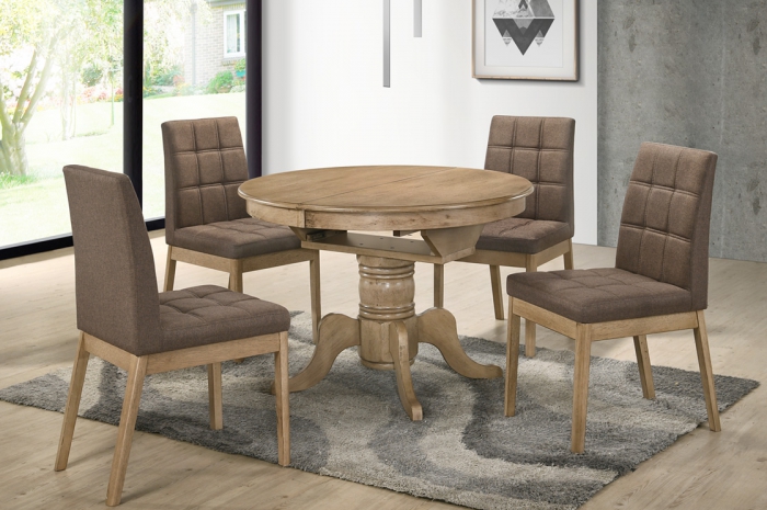 Rano 1+4 Lily Round Ext Table 1050 x 1050 + 450mm - Dining Set - Golden Tech Furniture Industries Sdn Bhd