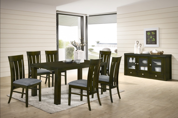 Simon 1+6 Virginia Table with Ramos SideBoard - Dining Set - Golden Tech Furniture Industries Sdn Bhd