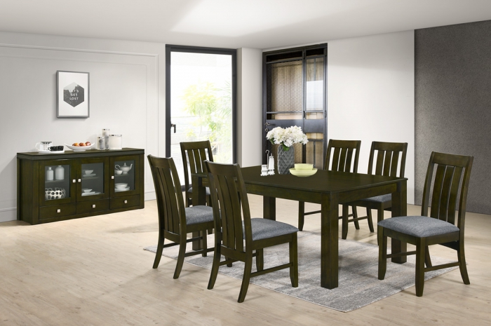 Targa 1+6 with Ramos SideBoard - Dining Set - Golden Tech Furniture Industries Sdn Bhd