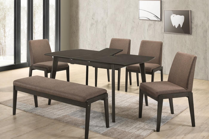 Thomas 1+4+1 Riko Bench v Yutu Ext.Table - Dining Set - Golden Tech Furniture Industries Sdn Bhd
