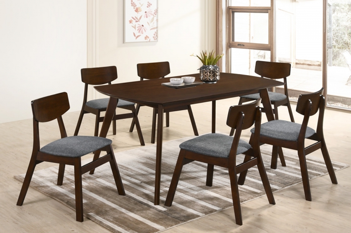 Vico 1+6 Yutu Table 900 x 1500mm Oak - Dining Set - Golden Tech Furniture Industries Sdn Bhd