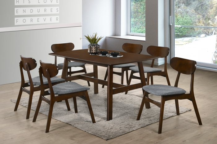 Vinter 1+6 Nava Table 900 x 1500mm Oak - Dining Set - Golden Tech Furniture Industries Sdn Bhd